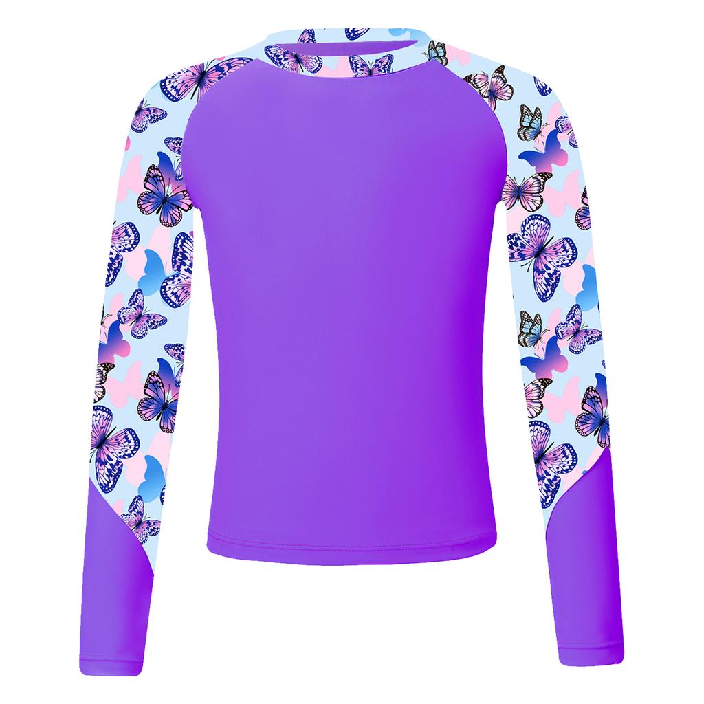 Girls' Swimsuit Long Sleeve UPF50+ Rash Guard Top Swimming Shirt Swimwear