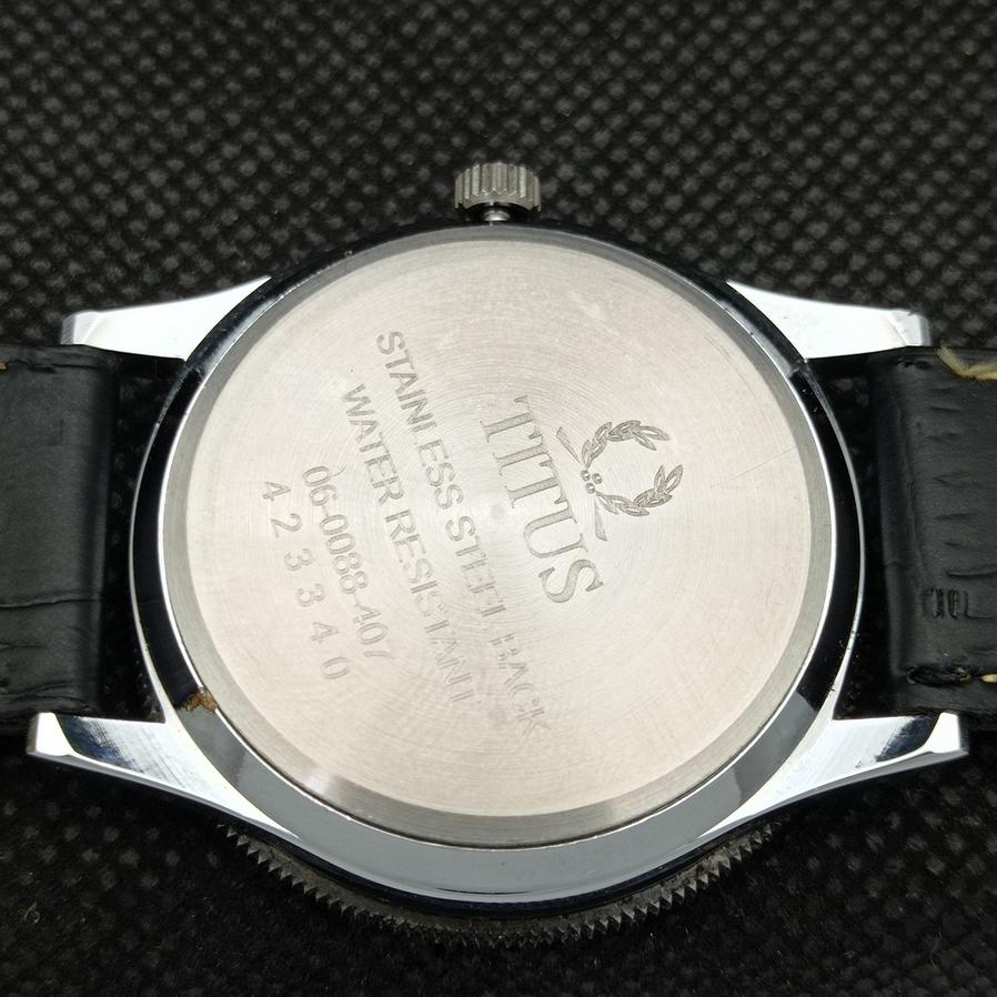 40MM REFURBISHED TITUS MOVABLE BEZEL SWISS MENS BLACK DIAL WATCH A425321-2 RL-a425321
