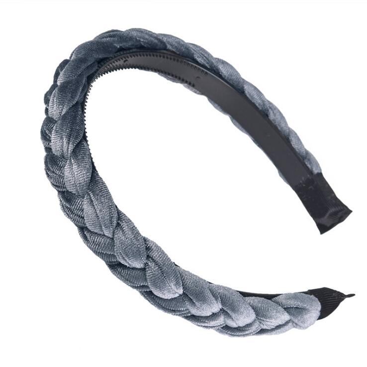 New Fashion Braid Headband Soft Flannel Hairband Women Non-slip Teeth Headwear Turban Classic Hair Hoop Adult Hair Accessories