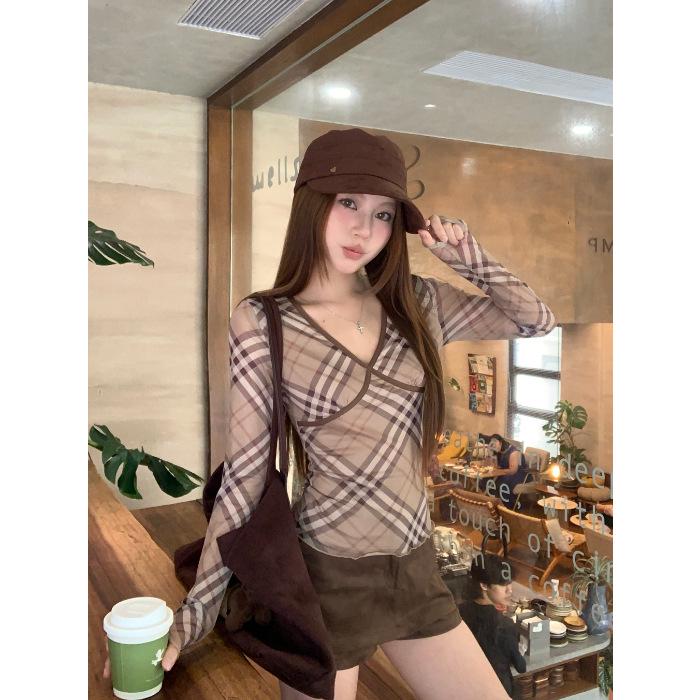 Women s Autumn 2025 Slim-Fit Long Sleeve T-Shirt, Hot Girl Style, High-End Unique Design S