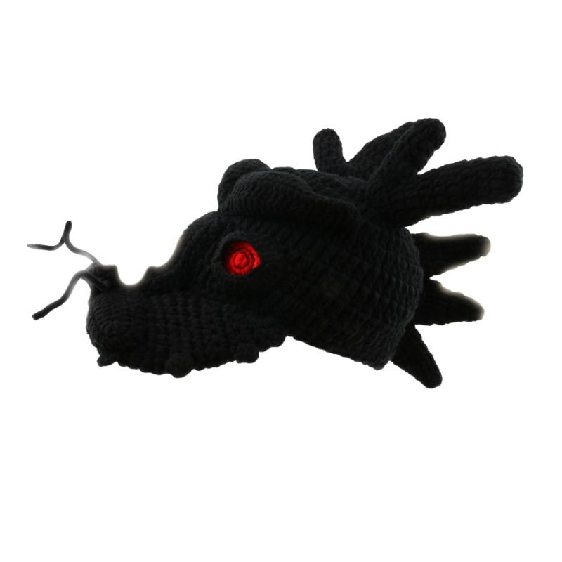 

Funny Handmade Knit 3D Dragon Head Christmas Hat Unique Headwear Women Men Christmas Party Gift Birthday Halloween Hat чорний