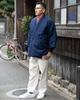 Watanosato Men's Warm Padded Hanten (Hanten) - Made in Japan - Solid Color with Four Cords and a Matching Weave Pattern (Navy, One Size Fits All)