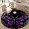 1pc Butterfly Night Office Round Area Rug, Indoor Mat Suitable ForOffice, Under Office Chairs Bedroom Living Room Home Decor, Room Deco 033