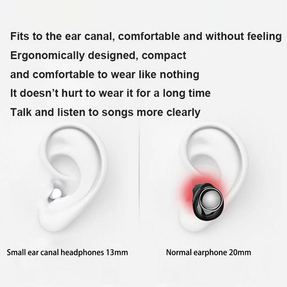 Invisible Earphones Mini Headphones Bluetooth TWS Wireless Touch Gaming In-Ear Earbuds Noise Reduction Sports Headset For iPhone