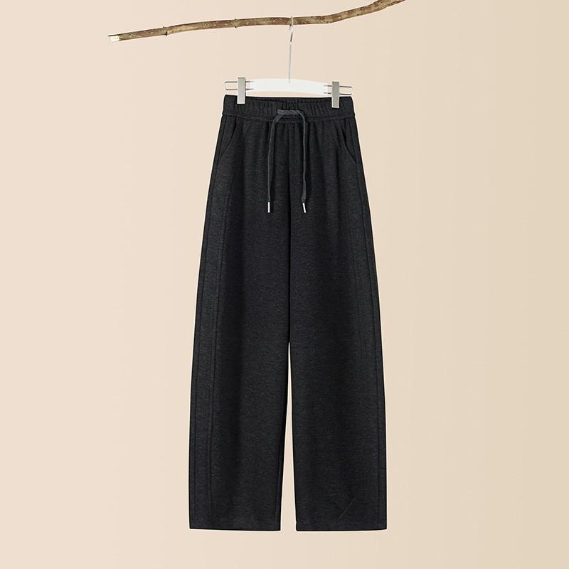 2025 Autumn/Winter Women's Woolen Curved Blade Wide-Leg Pants, Plus Velvet, Thick, Comfortable, Skin-Friendly, Casual Banana Pants