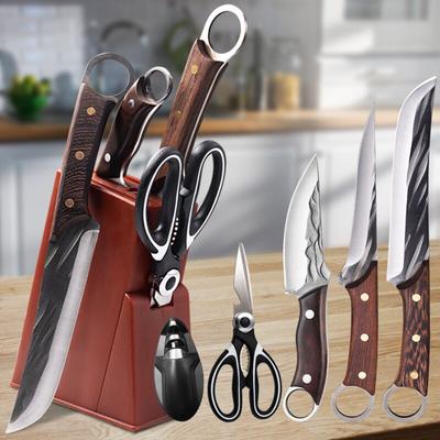 Boning Knife Stainless Steel Kitchen Knife Set Meat Cleaver Chef Knife Butcher Knife Kitchen Scissors Sharpener