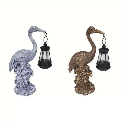 Solar Crane Garden Statue Night Light Patio Heron Figurine Hanging Lantern