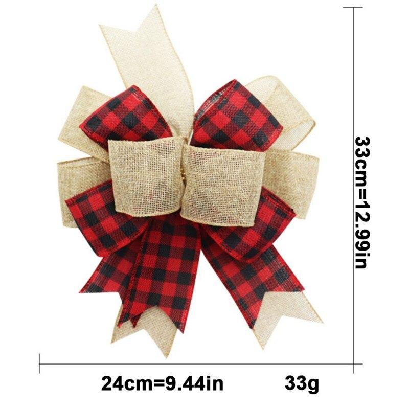 Christmas Tree Pendant Large Bows Wedding Decoration New Year Holiday Party Favors Xmas Plaid Bowknots Ribbon