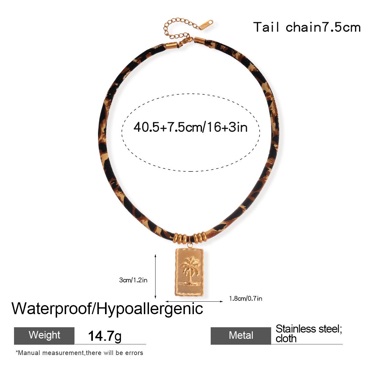 

Stainless Steel Leopard Print Sun Pendant Necklace - Fashionable Choker with Unique Personality Design