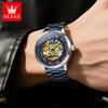 OLEVS Mens Watch Skeleton Automatic Mechanical Watch Stainless Steel Luminous Watches For Man Original Luxury Business Gifts