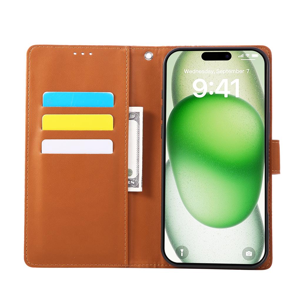 For iPhone 17 Pro Case Rose Flower PU Leather Wallet Phone Cover with 3 Card Slots/Wrist Strap