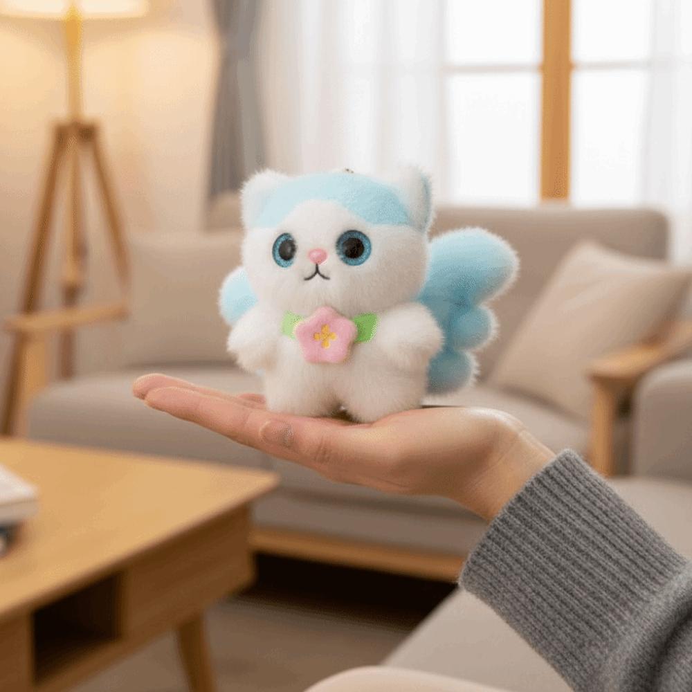 Mini Size Cat Plush Keychain Soft Fluffy Kitten Plush Keychain Bedroom Decor