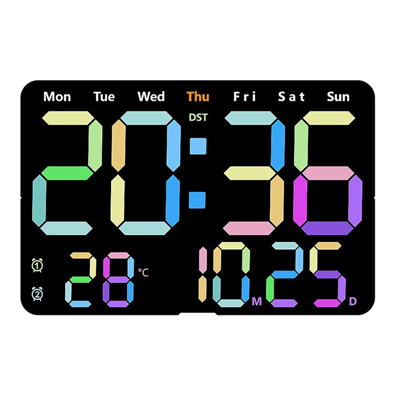 Large LED Digital Alarm Clock - Silent Weekday Display for Living Room