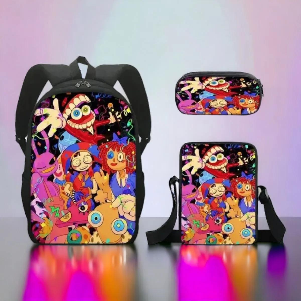 Digitale Circus Kinder Schooltas De Verbazingwekkende Digitale Circus Student Rugzak Drie Delige Set 17inch backpack