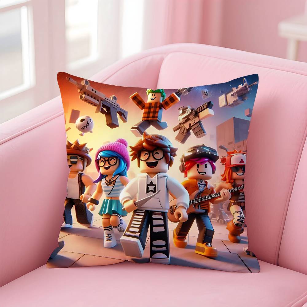 Hot Game R-Robloxs-X Cool Pillow Case Anti-Dustmite Pillowcase Invisible Zipper Silky Short Plush Sofa Cushion Cover