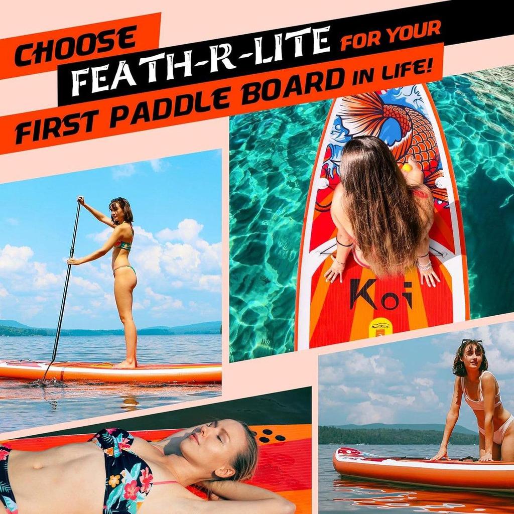 FunWater 11'6" Classic SUP Board Set – 8kg, 150kg Capacity, 15cm Thick – Incl. Paddle, Pump, Backpack – Koi Red - SUPFR01E