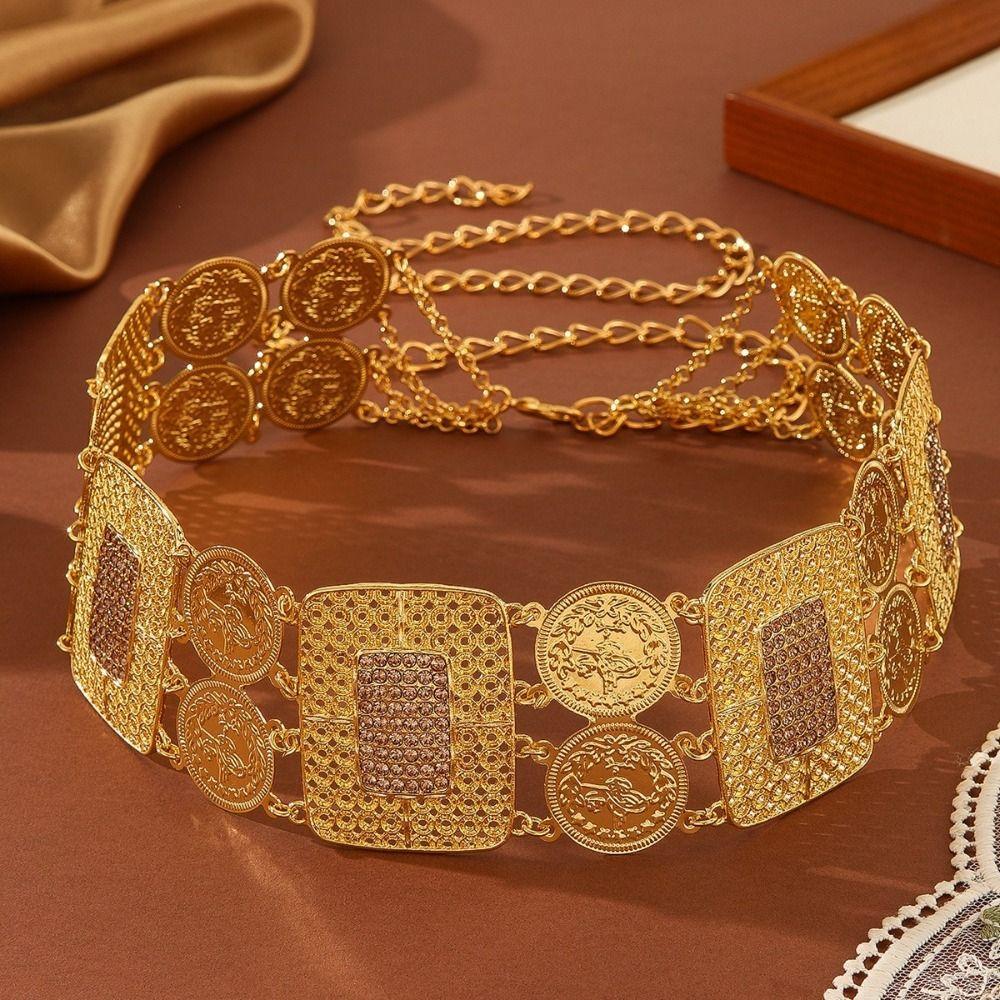 Inlaid Diamond Fringe Belt Alloy Fringe Waist Chain Vintage Waist Chain Belt  For Weddings