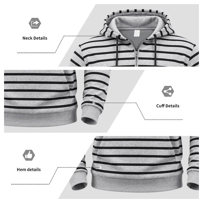 Men S Striped Half Zip Hoodie Long Sleeve Casual Loose Fit Kangaroo Pocket Sweatshirt