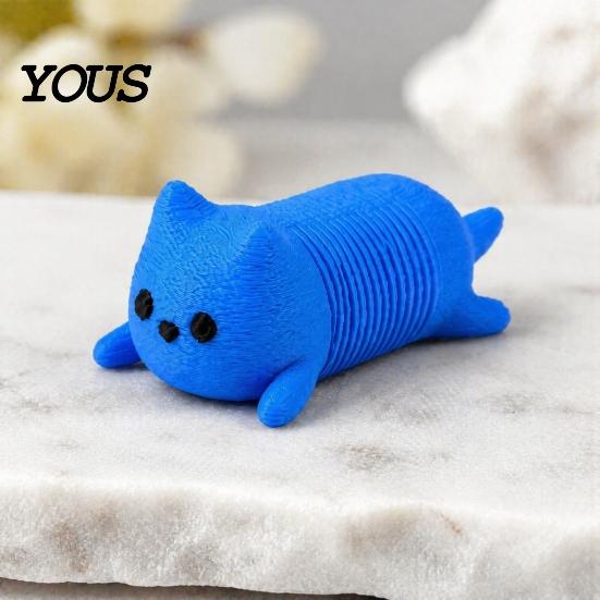 Flexible Springy Animal Toy 1/4Pcs 3D Printed Cat Fidget Toy, Lying Spring Dog Stress Portable Reducer Relief Stretchy for Desk Decor Sensory