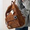 College Style Corduroy Backpack Women's Schoolbag