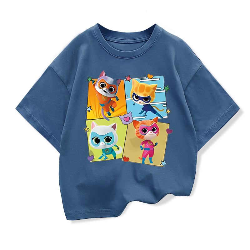 Children's Casual Loose Short-sleeved Top Fashion Crew Neck Print T-Shirts Girls