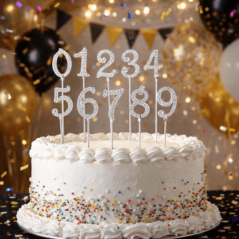 Glitter Cake Plugin Set Shining Birthday Candle Holder Fashion Number Cake Topper  Birthday Parties