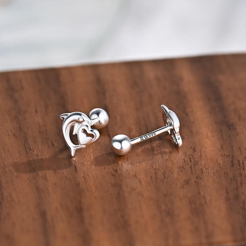 

Серьги-пирсинги в форме сердца кита из стерлингового серебра 925 пробы, подарок для девочки-подростка на день рождения, корейская модная бижутерия