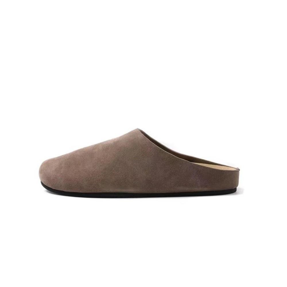 Neue Damen Wildleder Pantoletten Schuhe Designer Flache Runde Zehen Lässige Komfortrutschen Dicke Sohle Hausschuhe Retro Garten Pantoletten Clog Slides