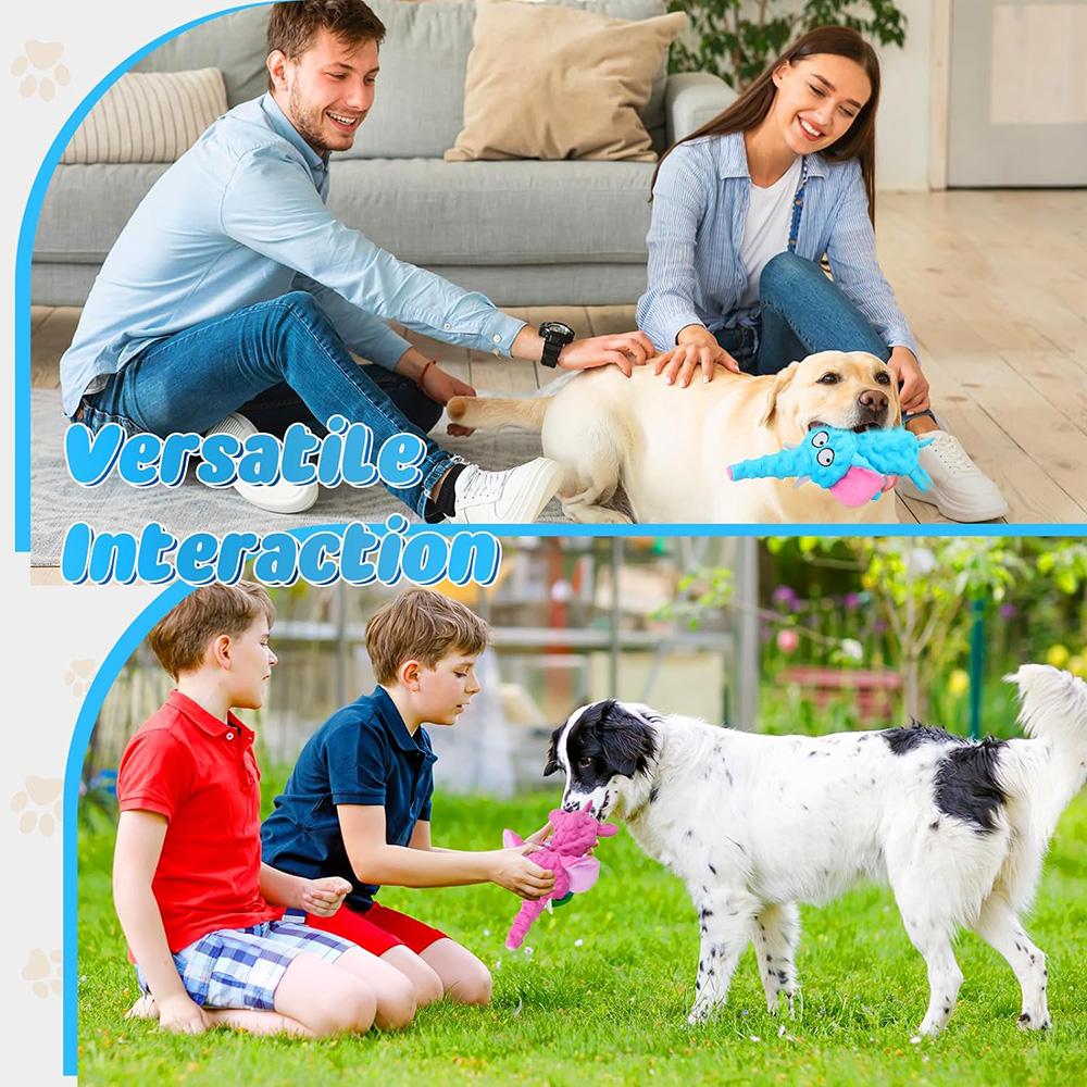 Durable No Stuffing Dog Chew Toys Soft Plush Squeaky Elephant Shaped Pet Toy for Dogs Stuffingless Puppy Toys for Teeth Cleaning