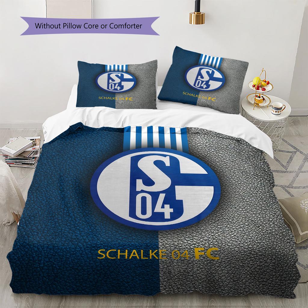 Biancheria da letto con motivo FC Schalke 04, Set piumone Copripiumino Federa Regalo di Compleanno per la Casa(1 * copripiumino + 2 * federa, senza nucleo)