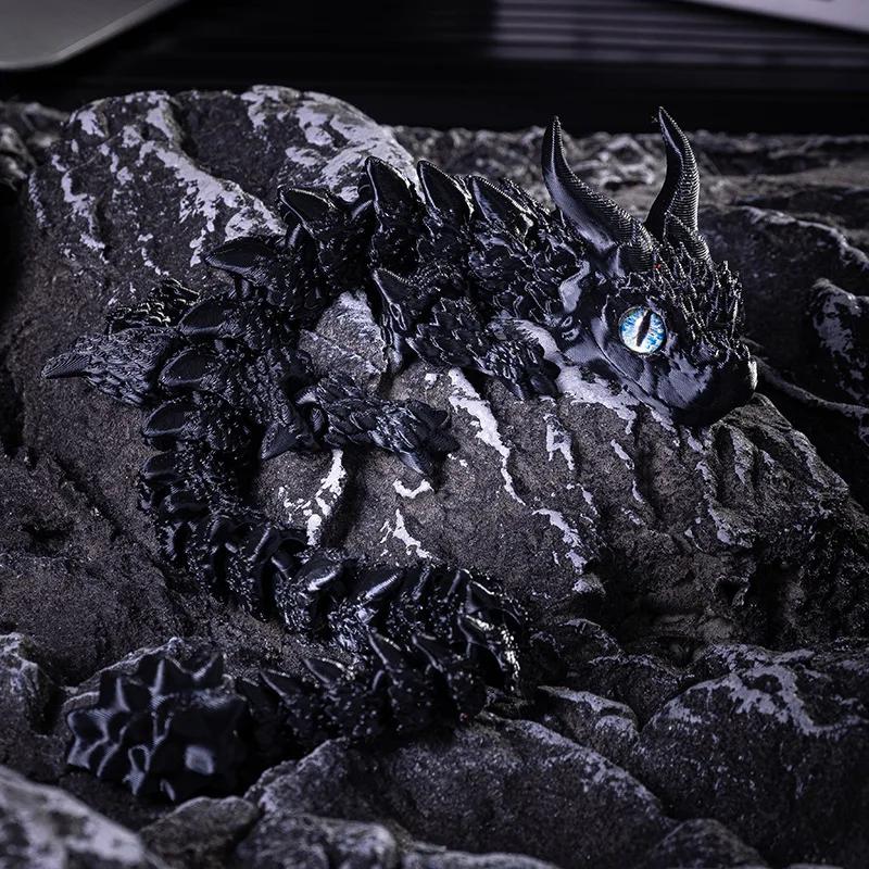 Smok Drukowany 3D Zabawki Śmieszne Wielostawowy Obrotowy Smoczy Stereoskopowy Ornament na Biurko Model Zwierzęcia Figurka Prezent dla Dzieci