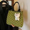 Dot-pattern Tote Bag - Cute Girl's Pink Single-shoulder Canvas Handbag
