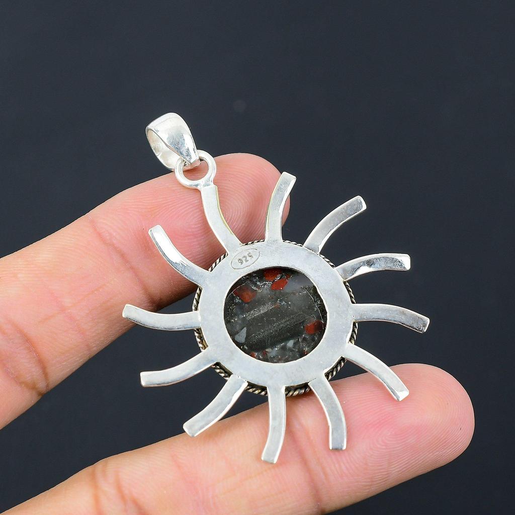 Birthday Gift For Her Natural Tabu Jasper Gemstone Pendant 925 Sterling Silver