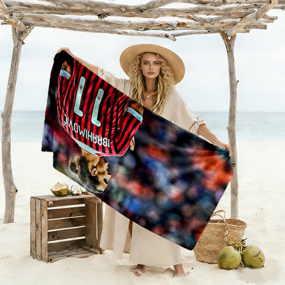 Ac Milan's Ibrahimovic Beach Towel Super Soft Microfiber Quickdry Fabric Comfortable Lightweight Suitable for Swimming, Gym, Camping, Yoga Vacation