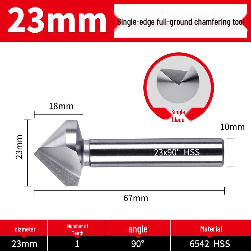 Straight Shank Single-Edge 3-Flute 45° Chamfering & Deburring Countersink Drill Bit, 90° Inner Hole Trimmer