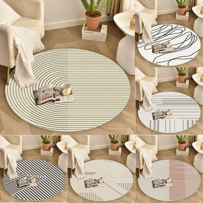 Tappeto Rotondo con Motivi Geometrici Moderni Linee Radiali Curve Astratte Stile Nordico Minimalista Morbido Durevole Decorazione per Pavimenti