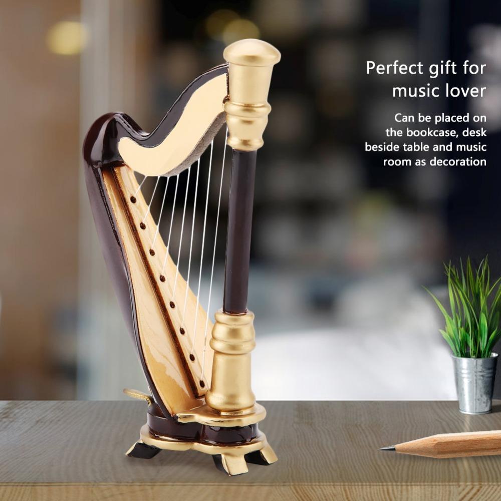 2pcs Replica Wooden Harp Replica Storage Box Included Decorative Harp Model  Office Display