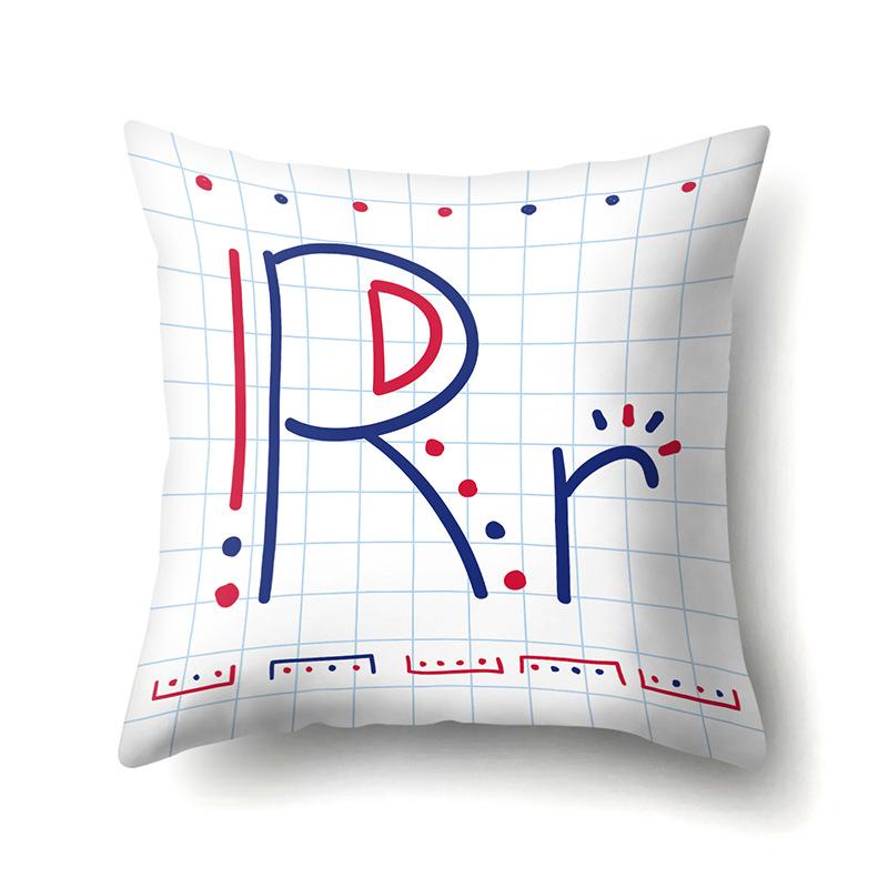 Polyester Pillow Case Decoration Home 26 English Letter Printing Pillow Case British Style Bedside Cushion Cover
