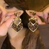 Silver Needle Autumn and Winter Retro Love Fan-shaped Leopard Print Earrings Light Luxury High-end Stud Earrings Niche Maillard Earrings