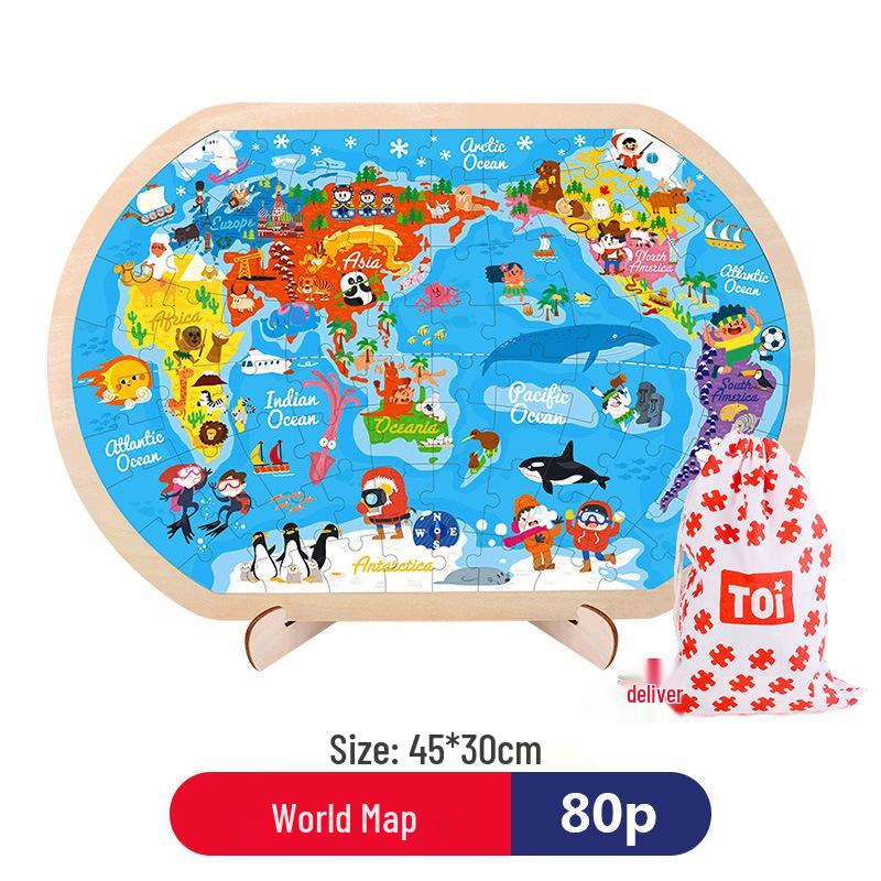 

TOI Деревянная магнитная карта мира-пазл и доска для рисования для детей 3-8 лет