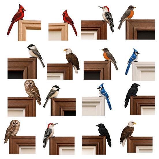 Accents de pièce inspirés par la nature, Décor Topper d'oiseau en bois pour porte, Statuette d'angle de forme adorable, Panneau décoratif en bois fait à la main, Aménagement intérieur de forêt
