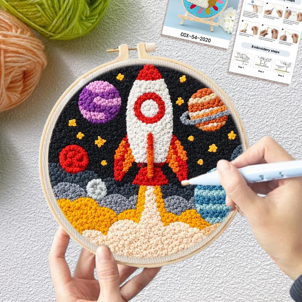 Punch Needle Stickerei für Erwachsene DIY Bastelsets Landschaft des Planetenraums DIY Punch Needle Set Kunsthandwerk DIY Set