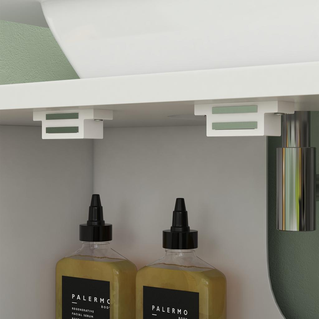 Bathroom Sink Cabinet 2 Doors Adjustable Shelf Storage Cupboard For Washbasin 60x30x60 Cm White Bamboo