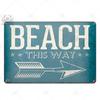 Beach Tin Sign Plaque Metal Vintage Summer Metal Wall Sign Beach Decor for Beach Bar Beach House Seaside Decorative Plate