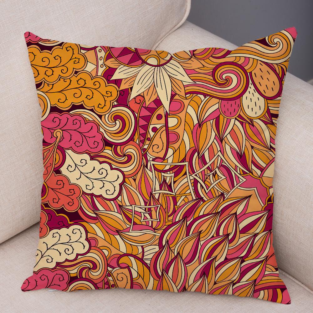 Bright Abstract Bohemian Floral Art Print Household Sofa Bedroom Decoration Pillow Cover Cushion Shell