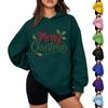Women's Christmas Print Hooded Sweatshirt Casual Long Sleeve Pullover Top for Holiday Winter Wear