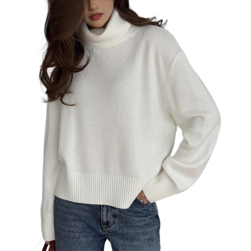 Women S Short High Neck Loose Knit Sweater Casual Autumn Winter Top