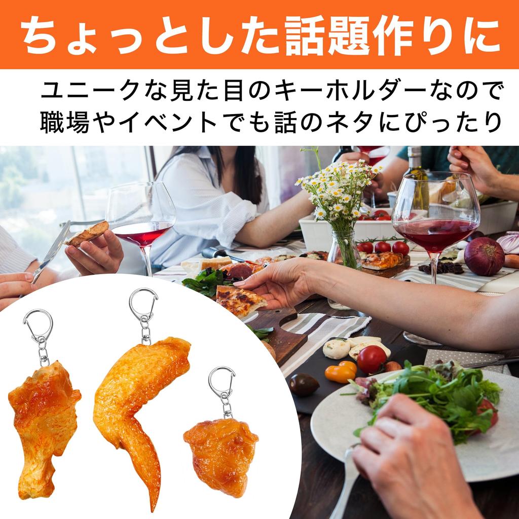 Felimoa Food Sample Fried and Thighs of Keychains Chicken, Nuggets, Wings, (Set 3)