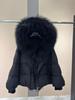 Winter increase natural real raccoon fur collar placket goose down jacket versatile high-end sense loose warm jacket women