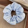 Sea Blue Polka Dot Scrunchies Fashion Gilrs Floral Plaid Large Intestine Hair Ties Ropes Women Sweet Versatile Rubber Bands